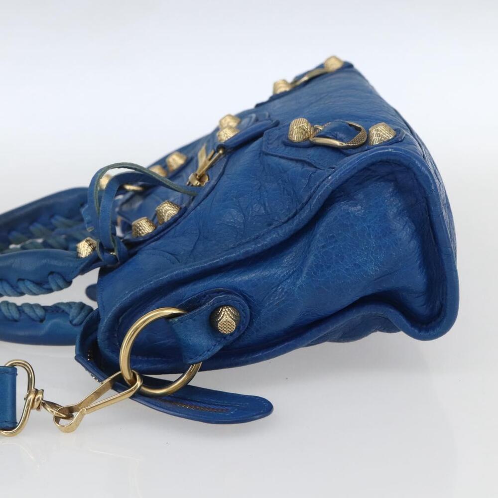 BALENCIAGA Giant Mini City Hand Bag Leather 2way Blue Gold 309544 Auth am10173V - Picture 3 of 16
